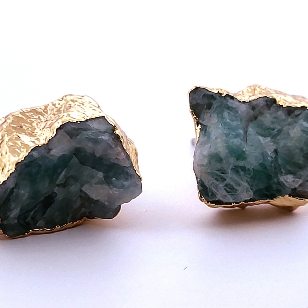 Natural Amazonite Gold Stud Earrings Nazgse20 - image 2